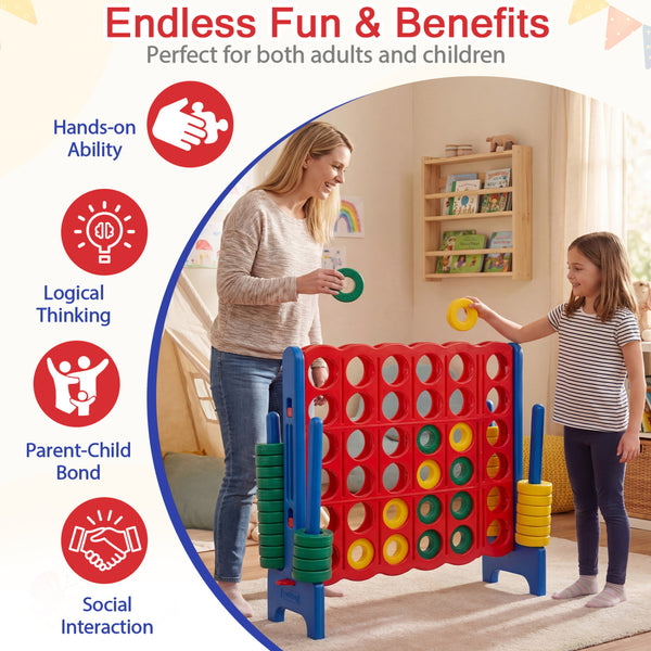 Jumbo 4-to-Score Game Set for Kids and Adults 3.5FT Tall by 4FT Wide Oversized Family Fun Game