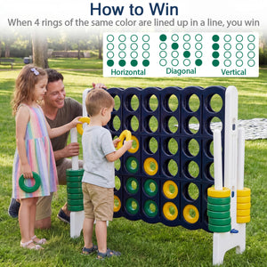 Jumbo 4-to-Score Game Set for Kids and Adults 3.5FT Tall by 4FT Wide Oversized Family Fun Game