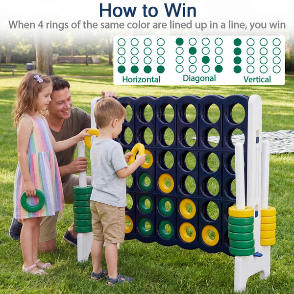 Jumbo 4-to-Score Game Set for Kids and Adults 3.5FT Tall by 4FT Wide Oversized Family Fun Game