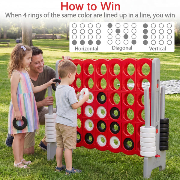 Jumbo 4-to-Score Game Set for Kids and Adults 3.5FT Tall by 4FT Wide Oversized Family Fun Game