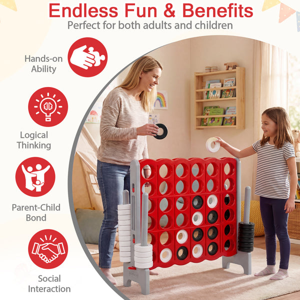 Jumbo 4-to-Score Game Set for Kids and Adults 3.5FT Tall by 4FT Wide Oversized Family Fun Game