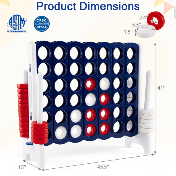 Jumbo 4-to-Score Game Set for Kids and Adults 3.5FT Tall by 4FT Wide Oversized Family Fun Game