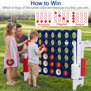 Jumbo 4-to-Score Game Set for Kids and Adults 3.5FT Tall by 4FT Wide Oversized Family Fun Game
