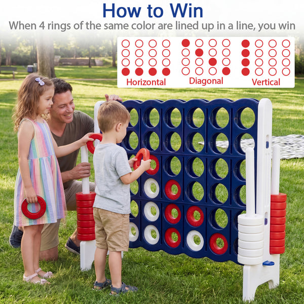 Jumbo 4-to-Score Game Set for Kids and Adults 3.5FT Tall by 4FT Wide Oversized Family Fun Game