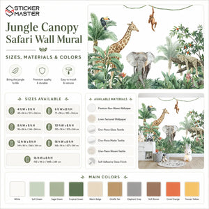 Jungle Canopy Safari Wall Mural for Nursery Wallpaper