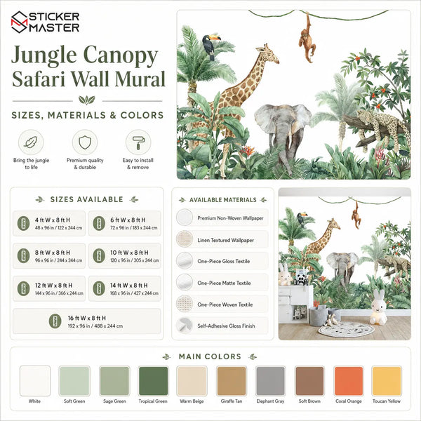 Jungle Canopy Safari Wall Mural for Nursery Wallpaper