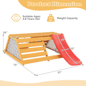 5-in-1 Jungle Gym Wooden Indoor Playground with Slide Rock Climbing Wall Rope Wall Climber