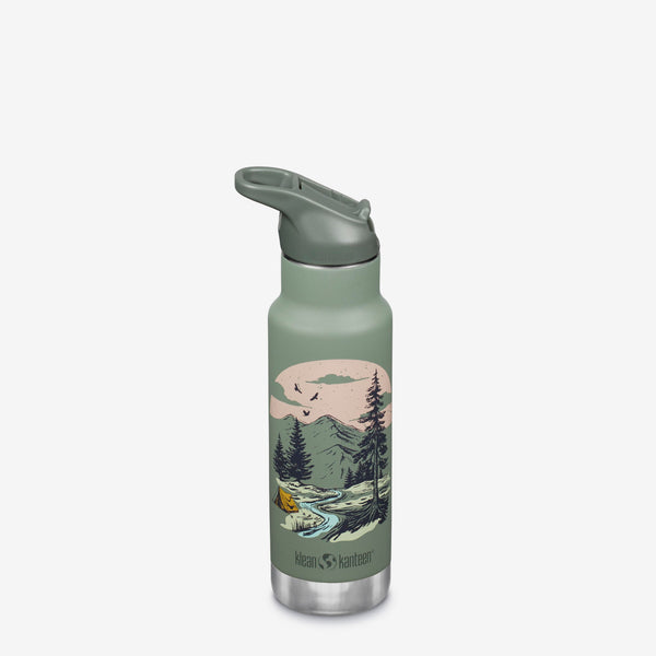 12oz Kid's Classic bottle with Flip Seal Sport Cap, angled view showcasing vibrant design and functionality.