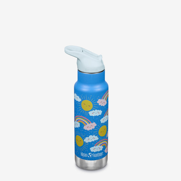 12oz Kid's Classic bottle with Flip Seal Sport Cap, angled view showcasing vibrant design and easy-to-use features.