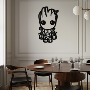 Baby Groot Silhouette Metal Wall Art – Cute Comic Character Metal Decor for Kids and Fans- KAF636