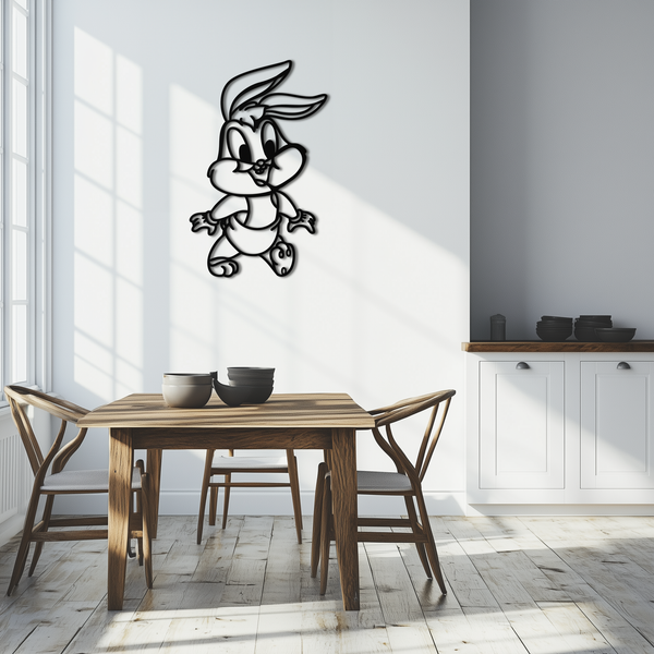 Baby Bugs Bunny Metal Wall Art – Classic Cartoon Character Silhouette for Fans- KAF659