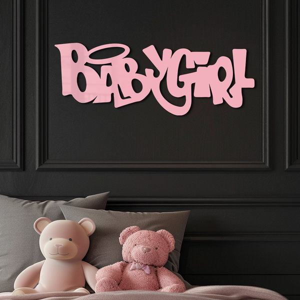 Babygirl Text Metal Wall Art – Modern Typography Home Decor - KAFGP086