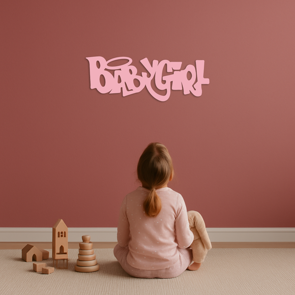 Babygirl Text Metal Wall Art – Modern Typography Home Decor - KAFGP086