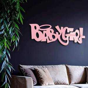 Babygirl Text Metal Wall Art – Modern Typography Home Decor - KAFGP086