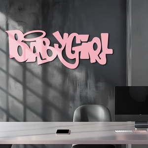 Babygirl Text Metal Wall Art – Modern Typography Home Decor - KAFGP086