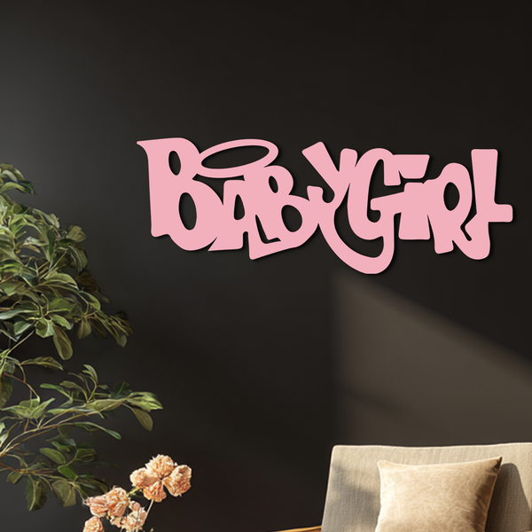 Babygirl Text Metal Wall Art – Modern Typography Home Decor - KAFGP086