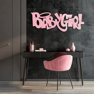 Babygirl Text Metal Wall Art – Modern Typography Home Decor - KAFGP086
