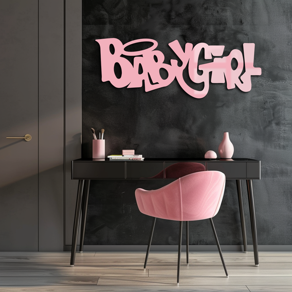Babygirl Text Metal Wall Art – Modern Typography Home Decor - KAFGP086