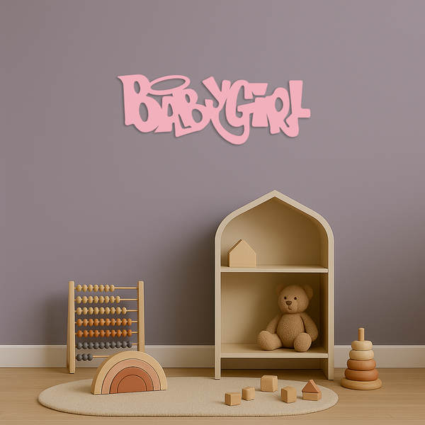 Babygirl Text Metal Wall Art – Modern Typography Home Decor - KAFGP086