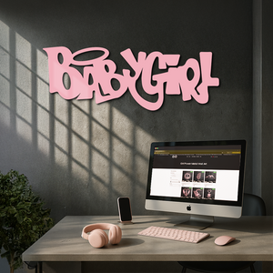 Babygirl Text Metal Wall Art – Modern Typography Home Decor - KAFGP086