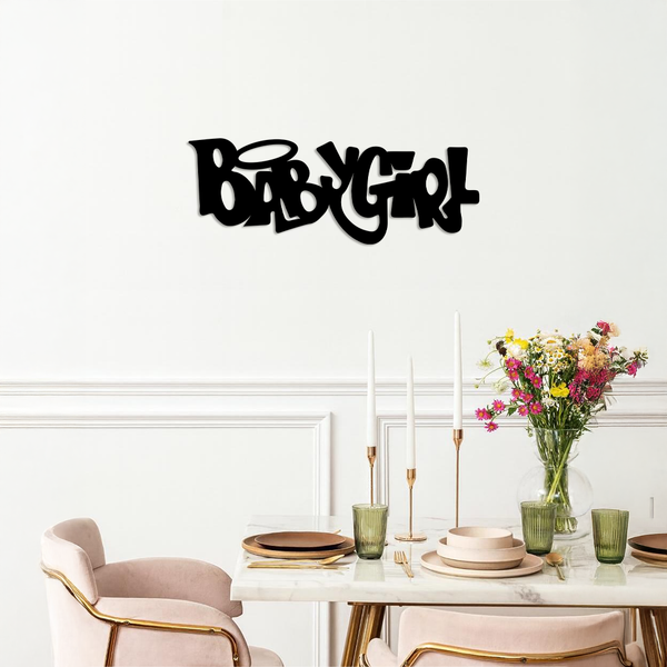 Babygirl Text Metal Wall Art – Modern Typography Home Decor - KAFGP086
