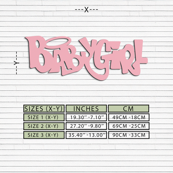 Babygirl Text Metal Wall Art – Modern Typography Home Decor - KAFGP086