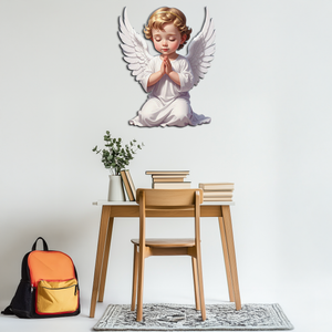Praying Baby Angel Metal Wall Art – Religious Nursery Decor-KAFUVM020
