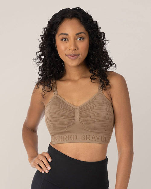 Sublime® Hands-Free Pumping & Nursing Bra in Latte color, designed for comfort and convenience for nursing mothers.