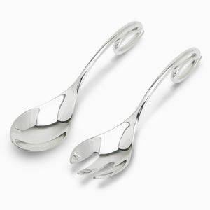 Curve Sterling Silver Baby Spoon and Fork Set By Krysaliis