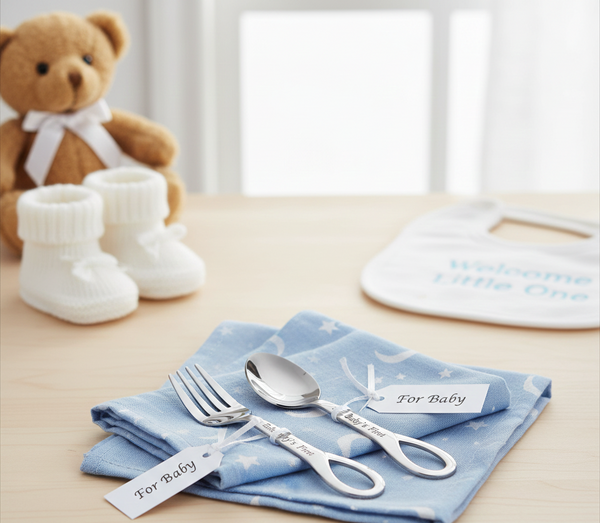 Sophie Baby Sterling Silver Spoon & Fork Set by Krysaliis