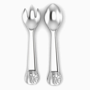 Sterling Silver Elephant Baby Feeding Spoon & Fork Set by Krysaliis