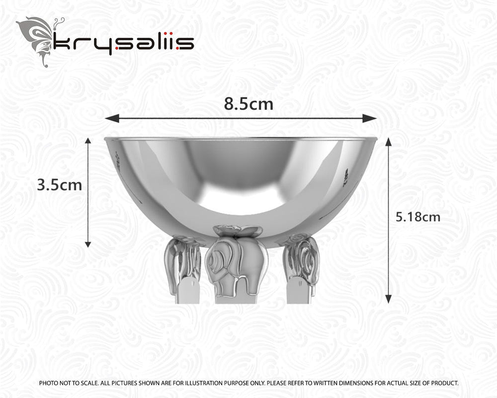Sterling Silver Elephant Baby Feeding Bowl by Krysaliis