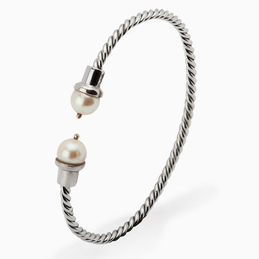 Sterling Silver 2 Pearl Baby Bracelet Bangle by Krysaliis