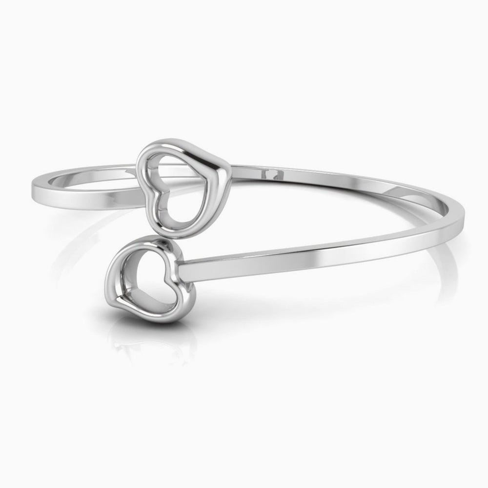 Sterling Silver Adjustable Duo Heart Baby Bracelet Bangle by Krysaliis