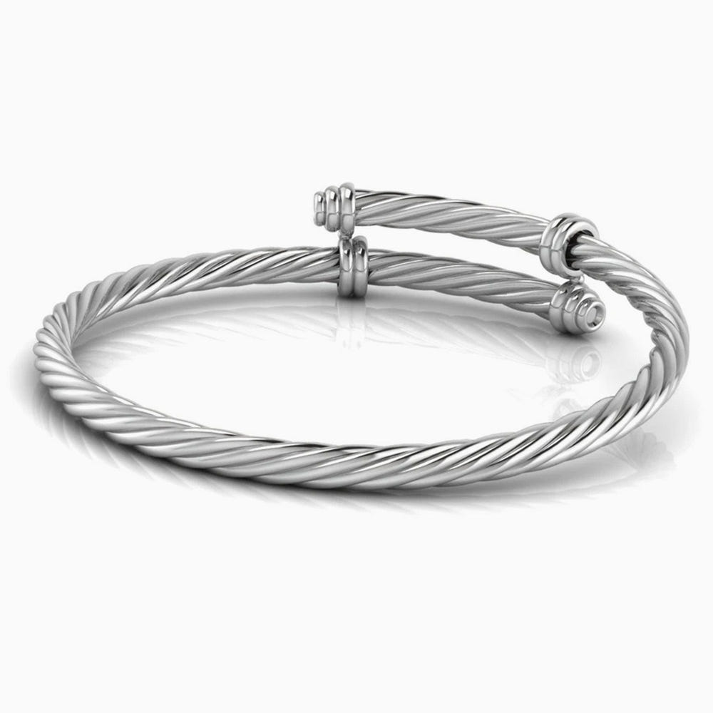 Sterling Silver Baby Cord Bracelet Bangle by Krysaliis