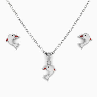 Sterling Silver Dolphin Baby Pendant & Earrings by Krysaliis