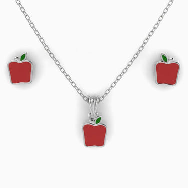 Sterling Silver Apple Baby Pendant & Earrings by Krysaliis