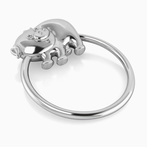 Krysaliis Silver Plated Baby Rattle - Piggy