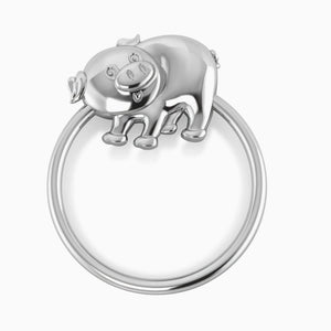 Krysaliis Silver Plated Baby Rattle - Piggy