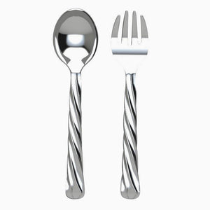 Spiral Silver Plate Baby Spoon Fork Set by Krysaliis