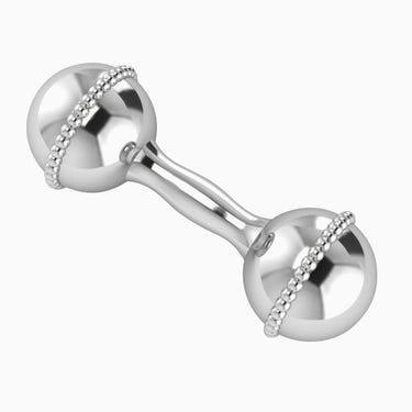 Krysaliis Sterling Silver Dumbbell Rattle - Mini Beaded