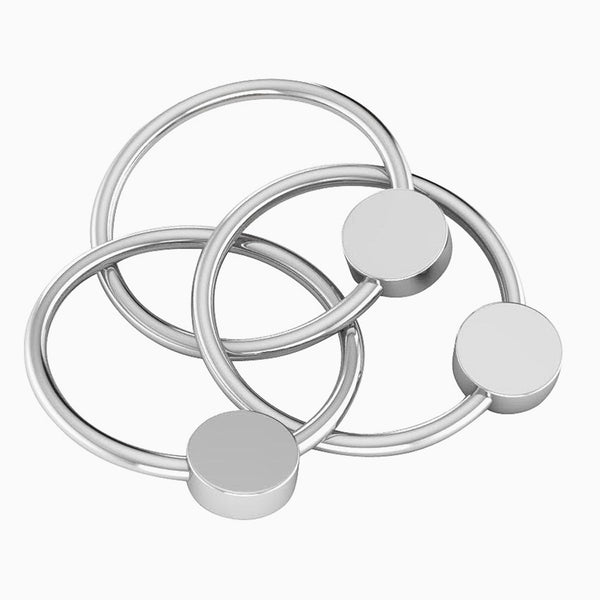Krysaliis Sterling Silver Teether Rattle - Flat 3 Ring