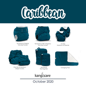Rumparooz One Size Cloth Diaper Covers in Caribbean color, angle view 6, perfect for eco-friendly baby bedding.