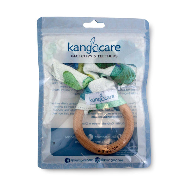 Kanga Care Muslin Crinkle Bunny Ear Teething Ring :: Clover