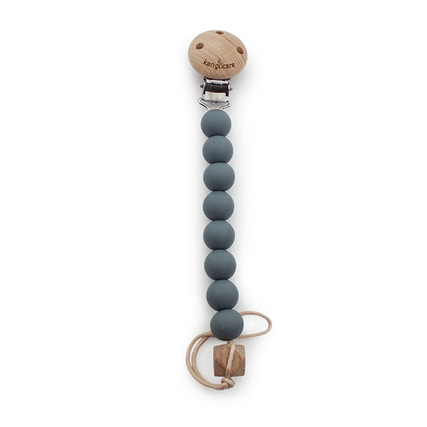 Kanga Care Silicone & Wood Paci Clip - Graphite