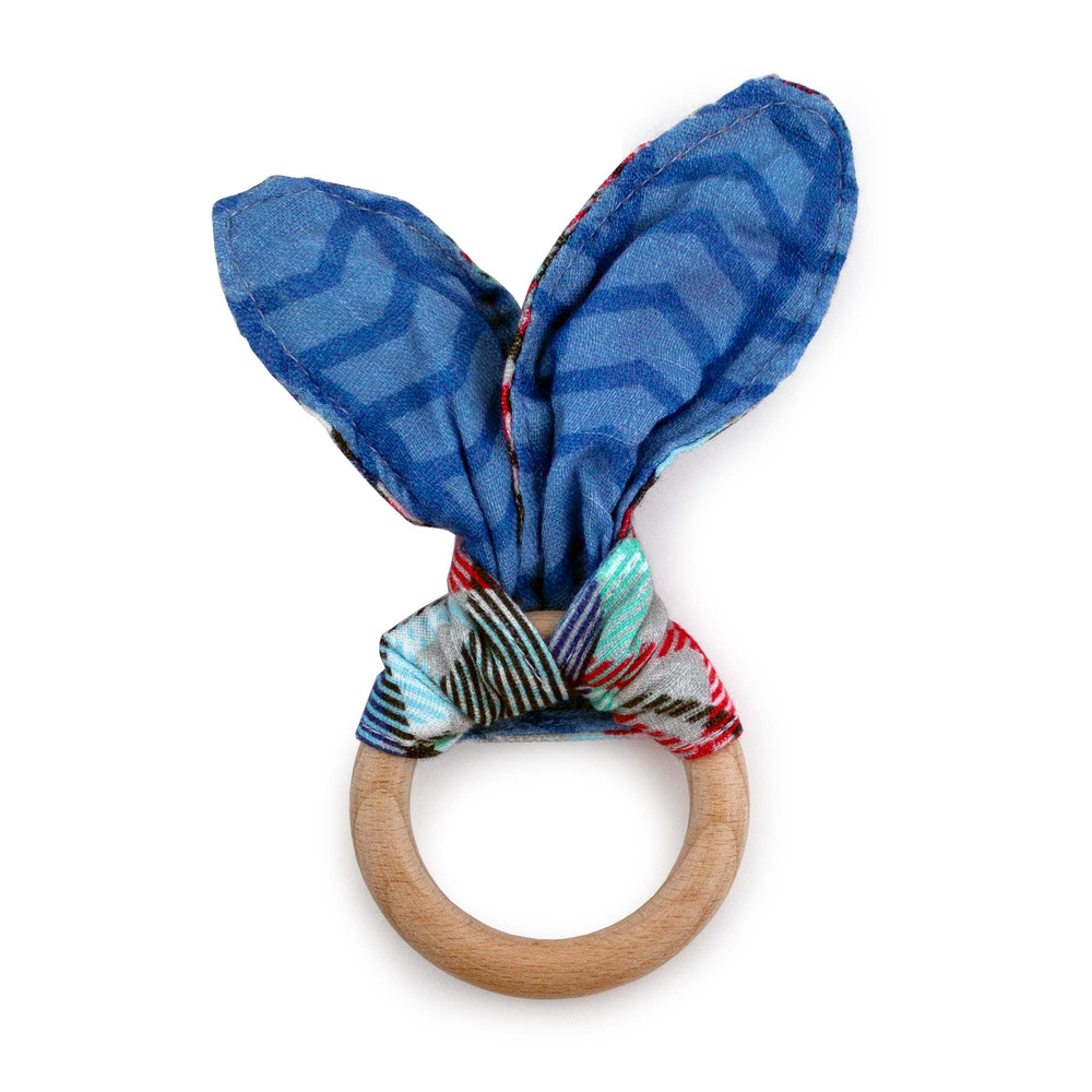 Kanga Care Muslin Crinkle Bunny Ear Teething Ring :: Billy - MOOGCO Baby