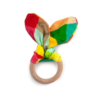 Kanga Care Muslin Crinkle Bunny Ear Teething Ring :: Finn