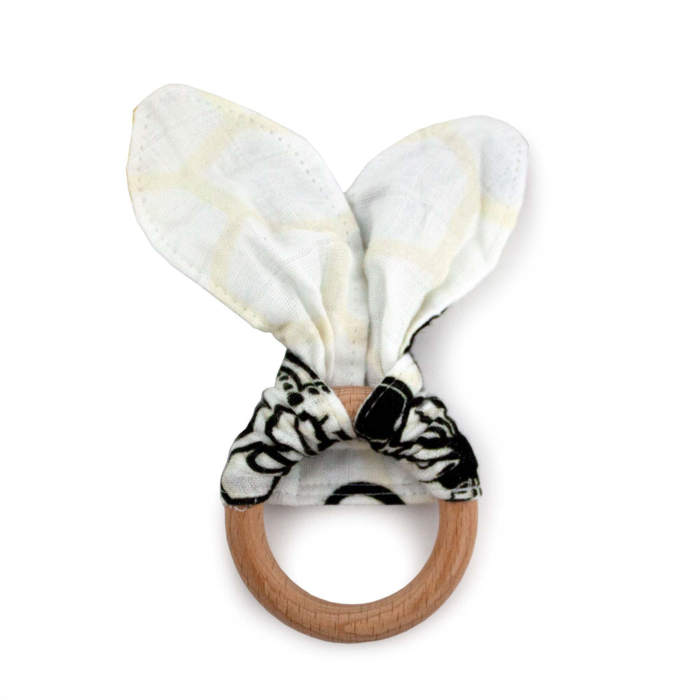 Kanga Care Muslin Crinkle Bunny Ear Teething Ring :: Unity - MOOGCO Baby