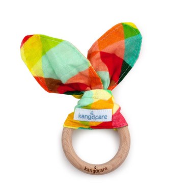 Kanga Care Muslin Crinkle Bunny Ear Teething Ring :: Finn - MOOGCO Baby