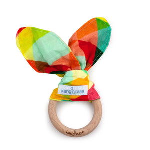 Kanga Care Muslin Crinkle Bunny Ear Teething Ring :: Finn